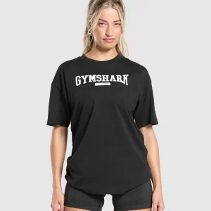 COLLEGIATE T SHIRT BLACK-Gymsis502