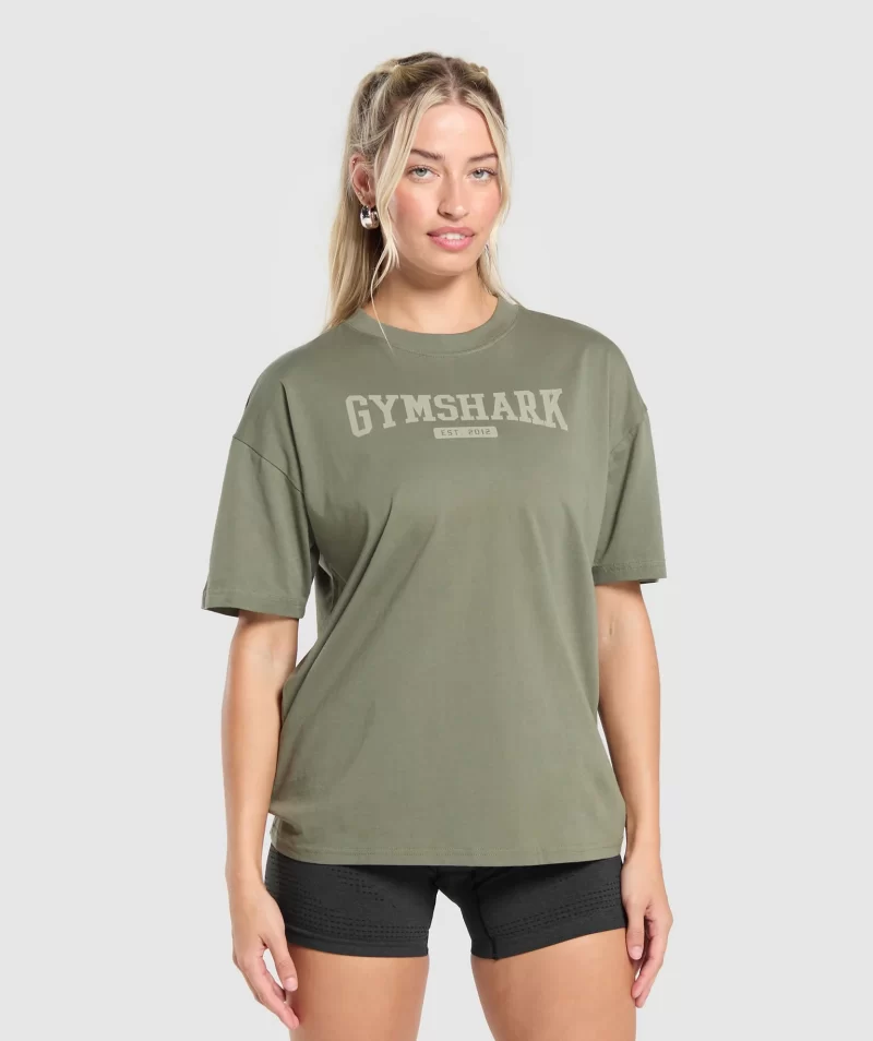 COLLEGIATE T SHIRT GREEN-Gymsis502